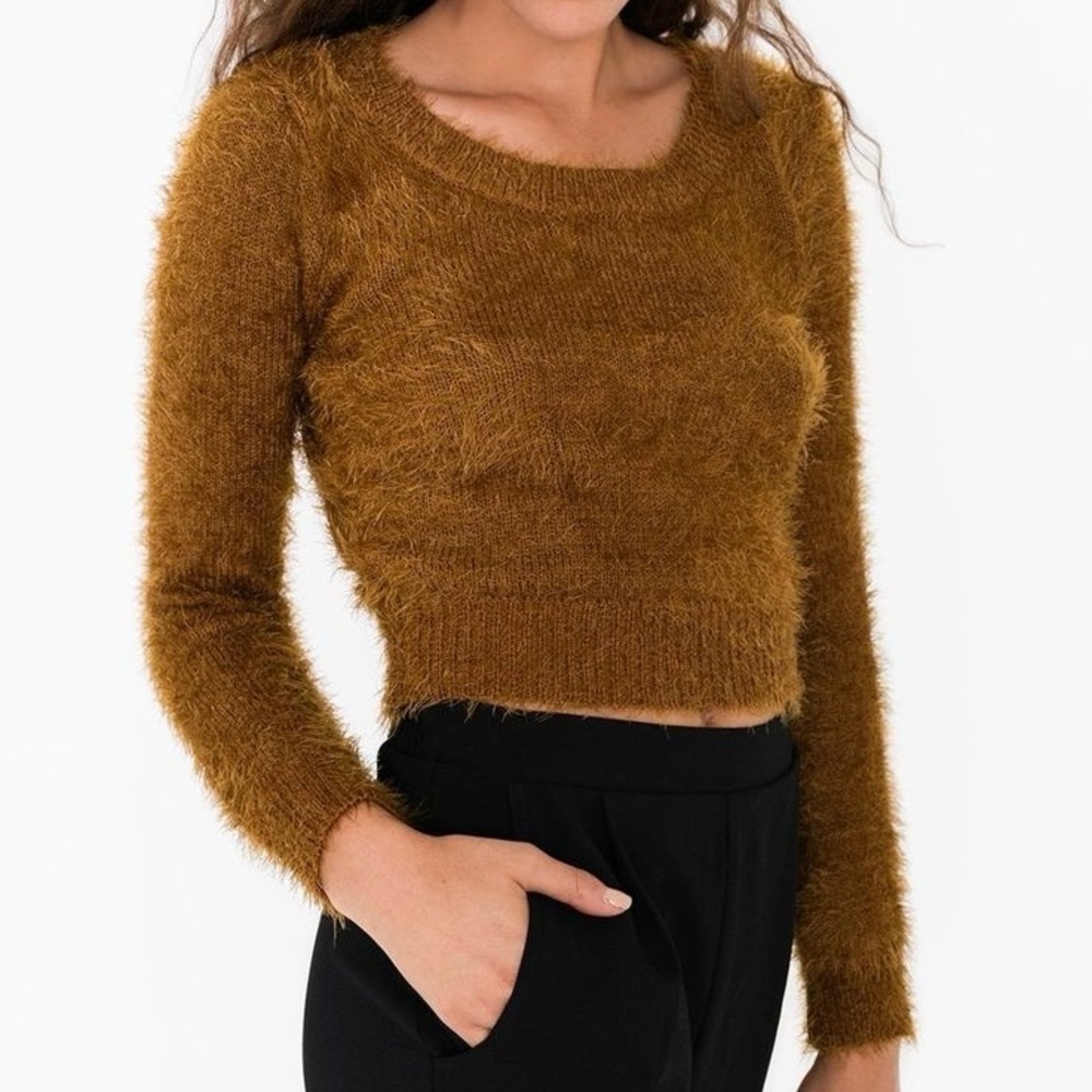American Apparel Cali Sun and Fun Bunny Holiday Brown Fuzzy Sweater!